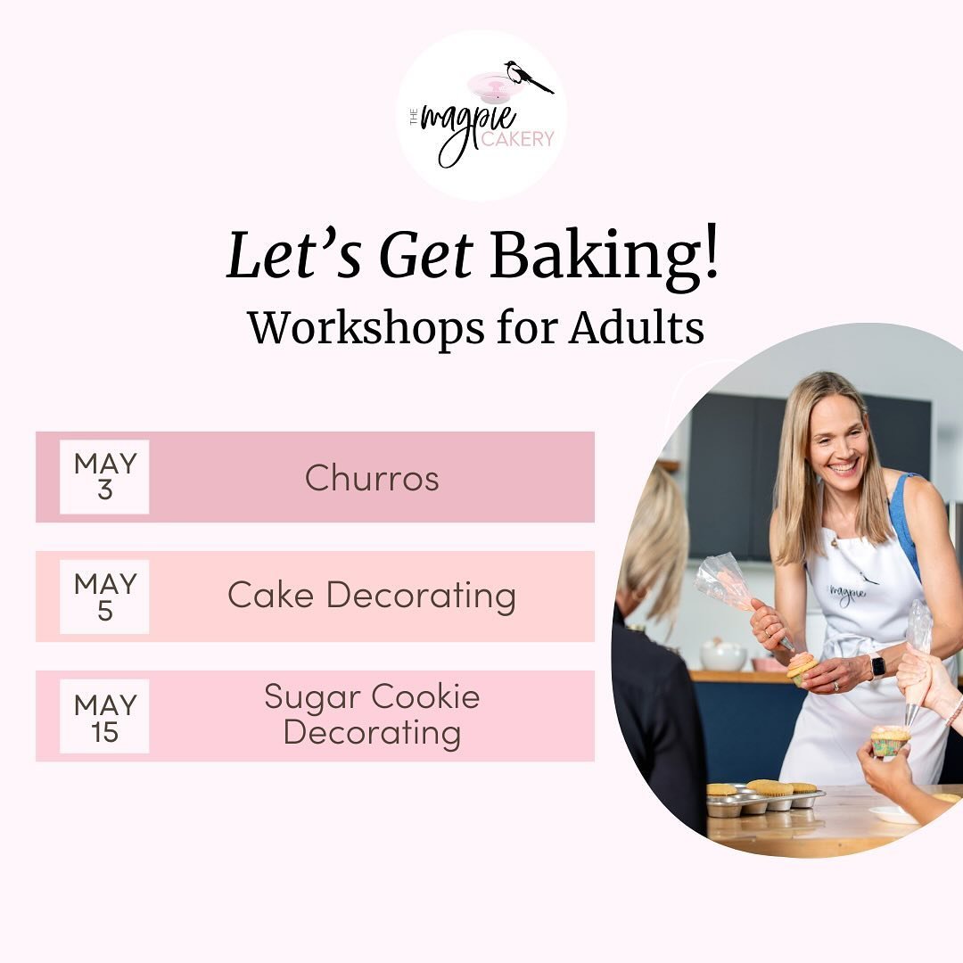 Three Adult Workshops coming up! 🙌🏻☀️

Our hands-on, interactive baking and decorating workshops teach you the skills you need to create the treats you crave&hellip;without having to shop, prep, or clean! 🤓🙌🏻

So grab your apron, and Let&rsquo;s