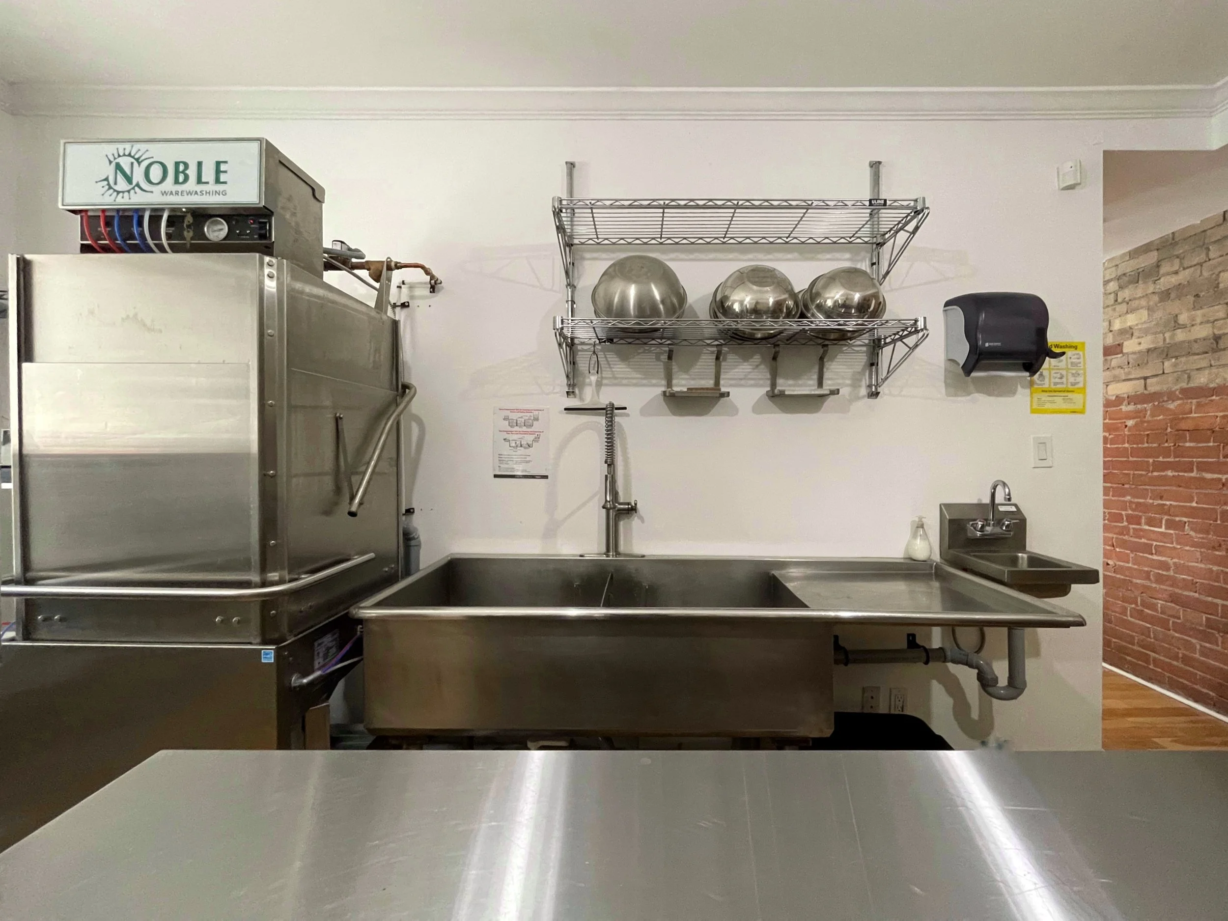 Two compartment sink and sanitizer