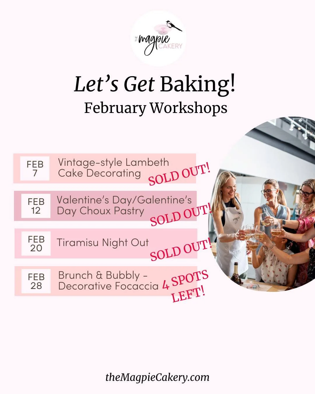 February is all about love and baking is the sweetest way to show it. 🌸
Whether you&rsquo;re baking with friends, a partner or treating yourself, my workshops are the sweetest way to slow down and enjoy the moment!

Here&rsquo;s what&rsquo;s coming 