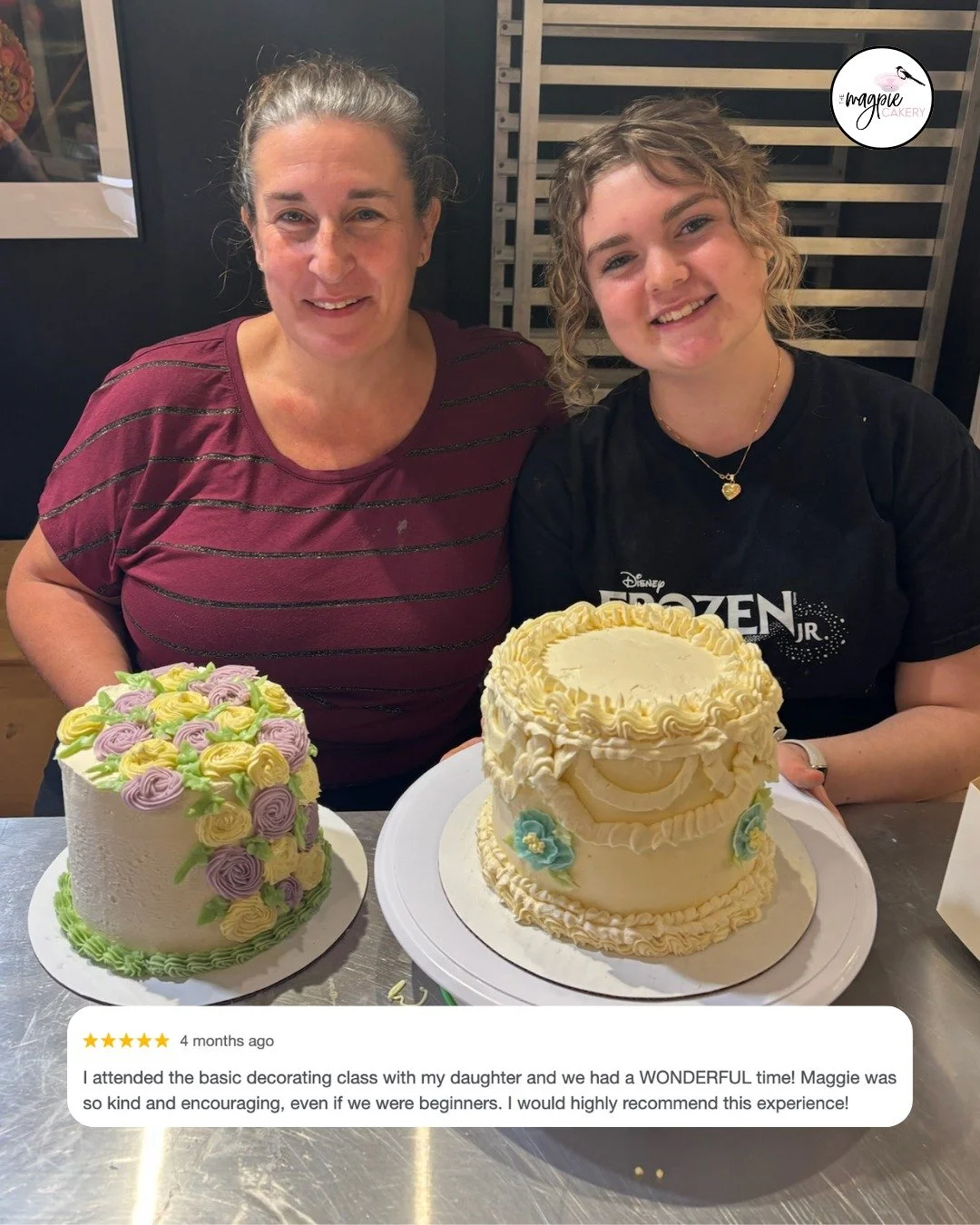 Reviews like this make my whole day! 💖

This mother-daughter duo came to my cake decorating workshop as beginners and left with big smiles and beautiful (and delicious!) cakes.

If you've been curious about trying cake decorating, my Bento Box Cake 