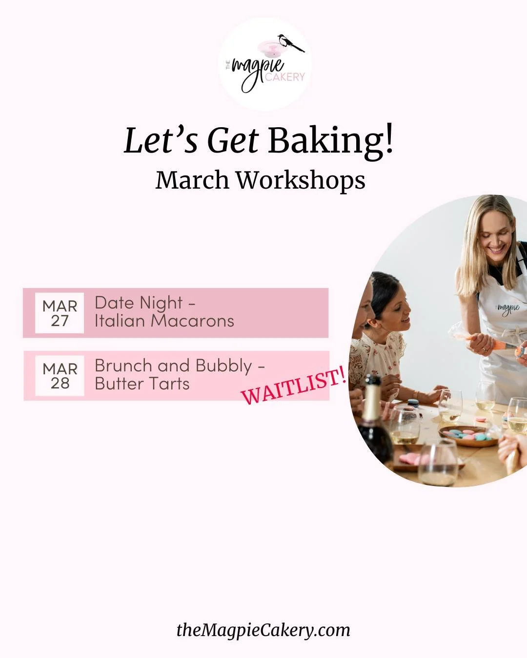 Whether you're craving a date night that's not just dinner, a cozy morning with a mimosa or a way to keep little hands busy and happy, we have a workshop for you! 💖

Here&rsquo;s what&rsquo;s coming up this month (and beyond!) at The Magpie Cakery:
