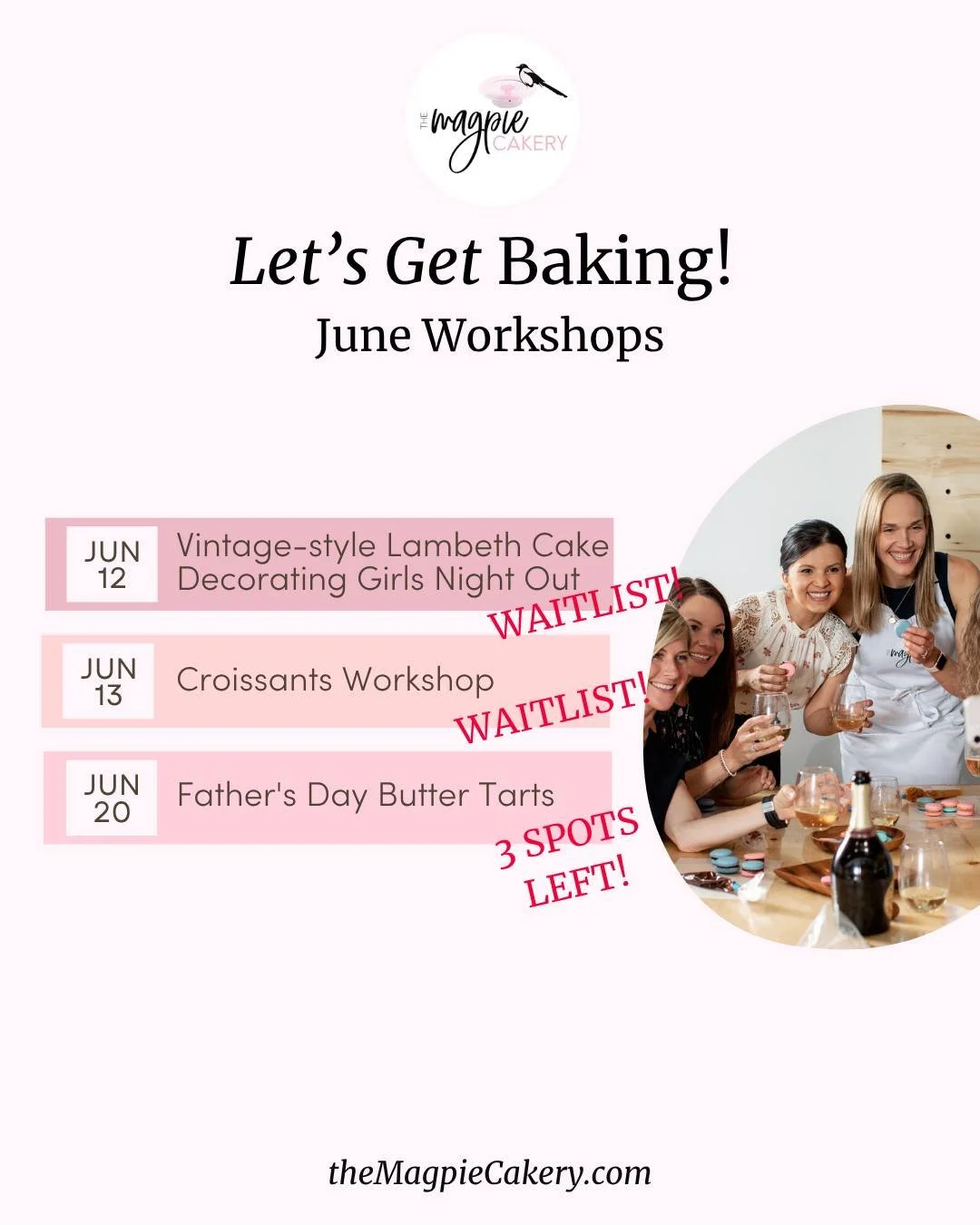 Summer is looking awfully sweet at #TheMagpieCakery 🥰

From cake decorating to croissants, butter tarts and kids&rsquo; baking camp, there are only a few June spots still up for grabs.

June Workshops:
🎂 Vintage Lambeth Cake Decorating (Waitlist!)
