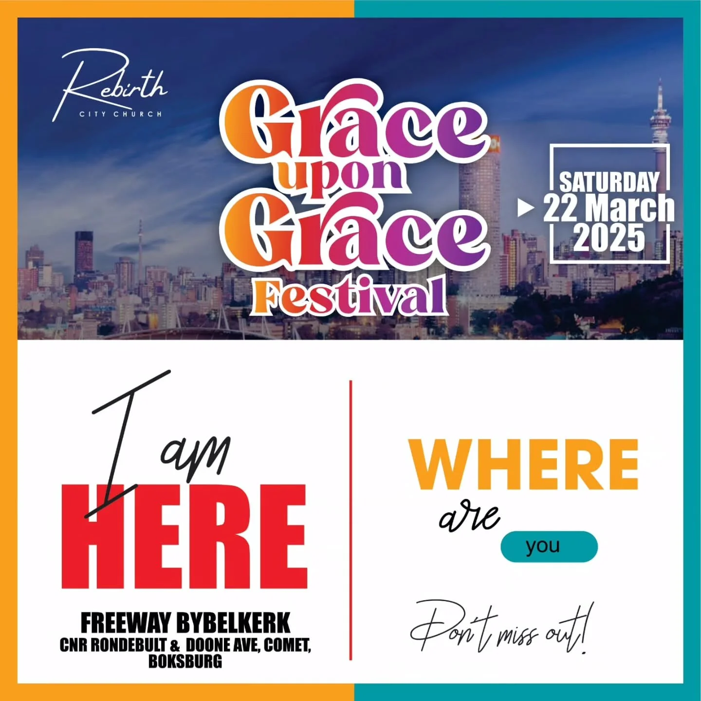 We are  ready for an unforgettable day at Grace Upon Grace Festival! ✨ Come and experience powerful worship, inspiring messages, and a joyful celebration of faith. Don&rsquo;t miss out&mdash;We  are here ! #GraceUponGraceFestival #FaithJoyRevival&quo