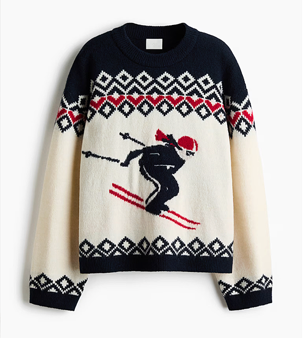 H&M jacquard knit skier sweater