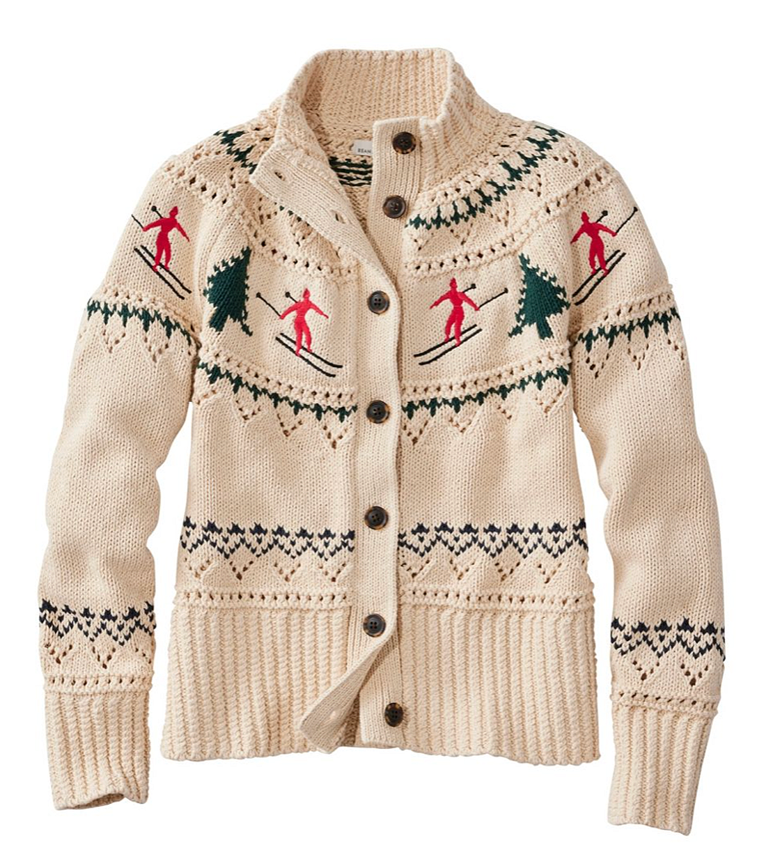 L.L.Bean cotton skier fair isle cardigan