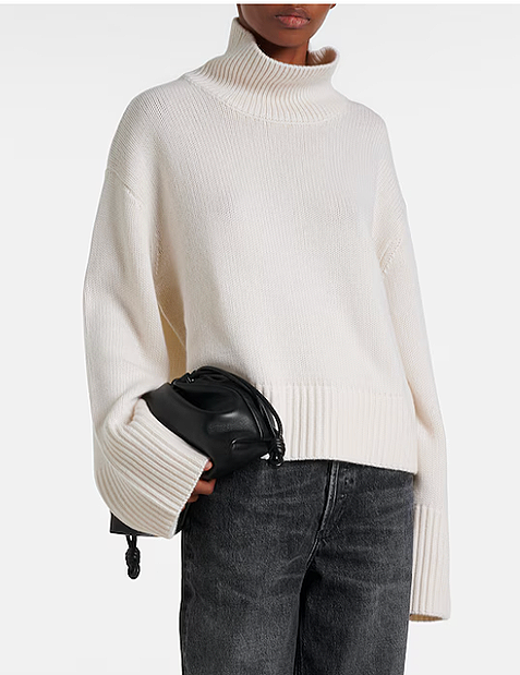 Lisa Yang white cashmere oversized turtleneck