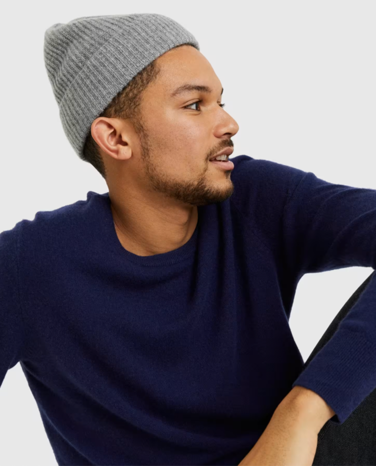 QUINCE MONGOLIAN CASHMERE RIBBED BEANIE