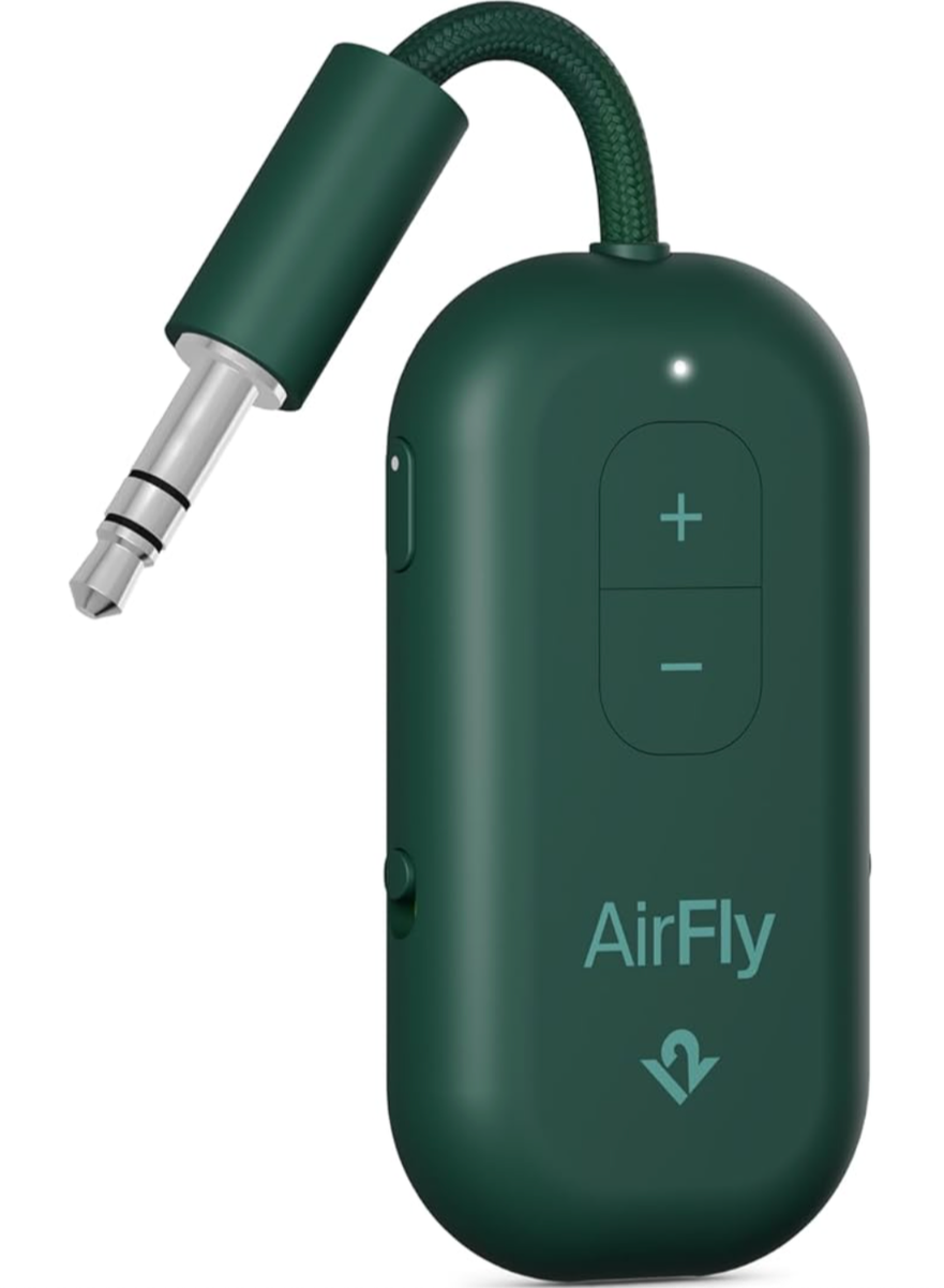 Twelve South AirFly Pro | Bluetooth Wireless Transmitter/Receiver Adapter for 2 Headphones, Audio Sharing, Compatible with 3.5mm aux Jack for Airplanes, TV, Gym, Stereo, and Travel, Evergreen