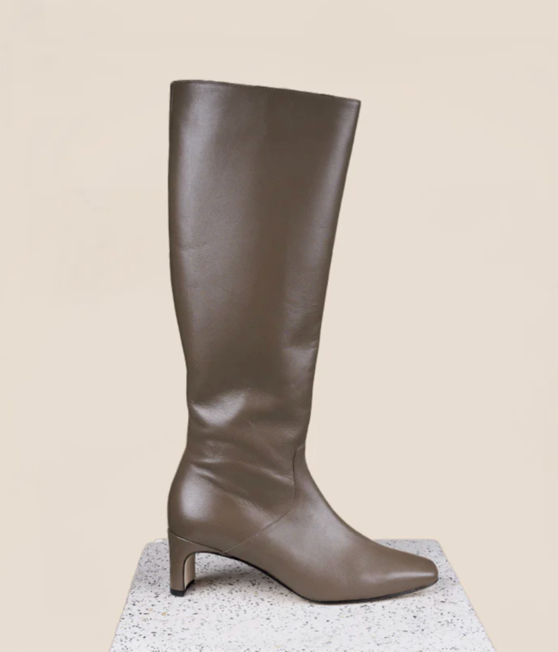 A.SOLIANI Stella Dark Taupe Leather Boots