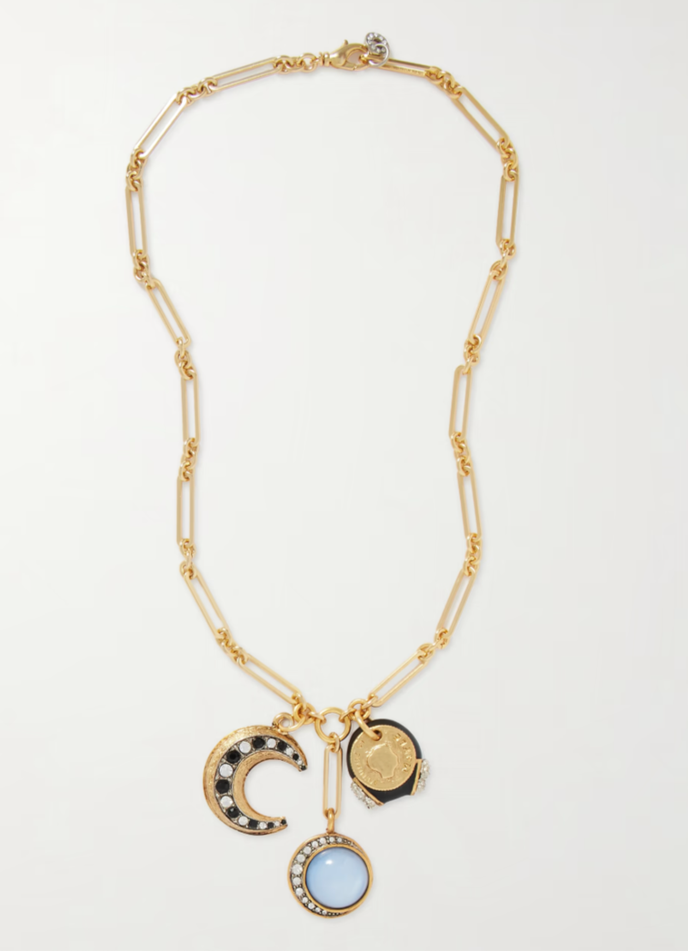 MAISON MAYLE Trinity Reine gold-plated, crystal and enamel necklace