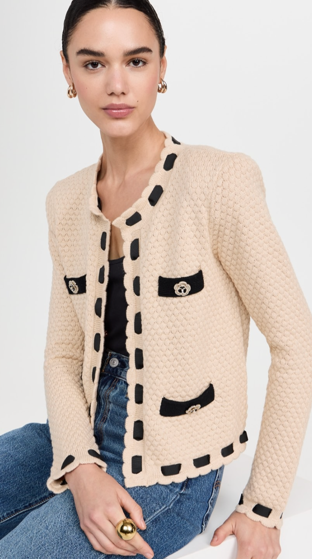 L'AGENCE Astor contrast trim cardigan