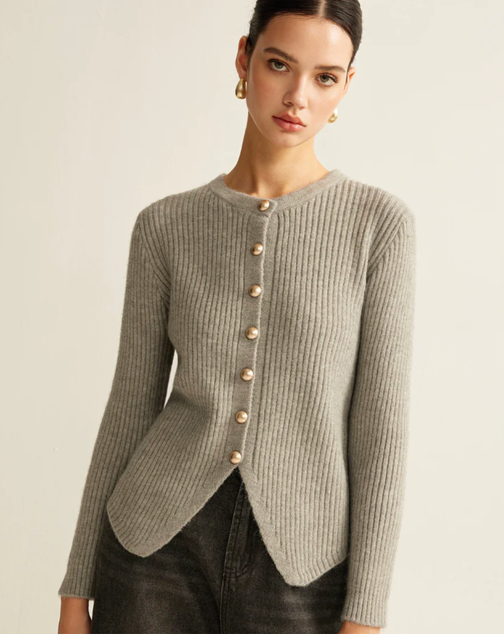 COMMENCE button down split cardigan