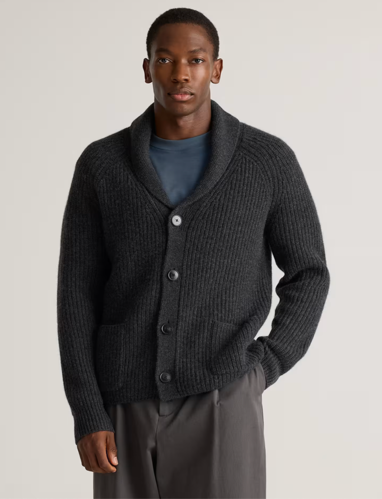 QUINCE Mongolian cashmere shawl collar cardian