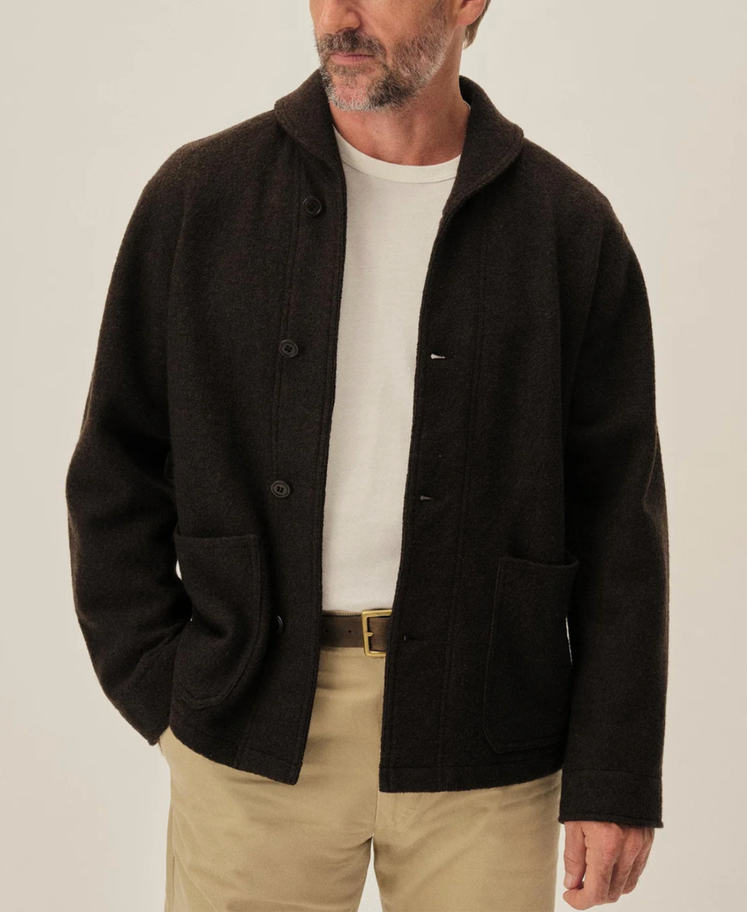 BUCK MASON felted shawl collar coat