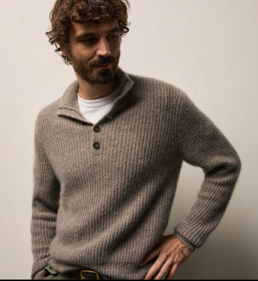 JAMES PERSE lightweight cashmere 1/4 button