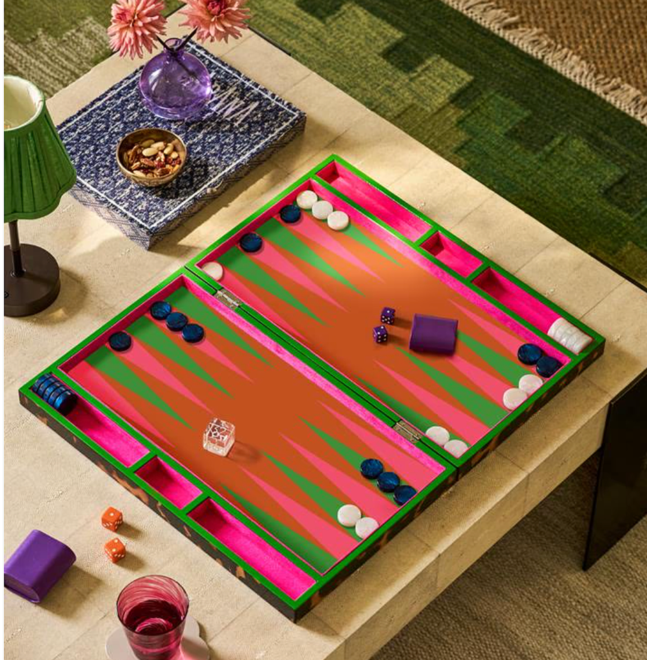 Addison Ross tortoise lacquer backgammon set