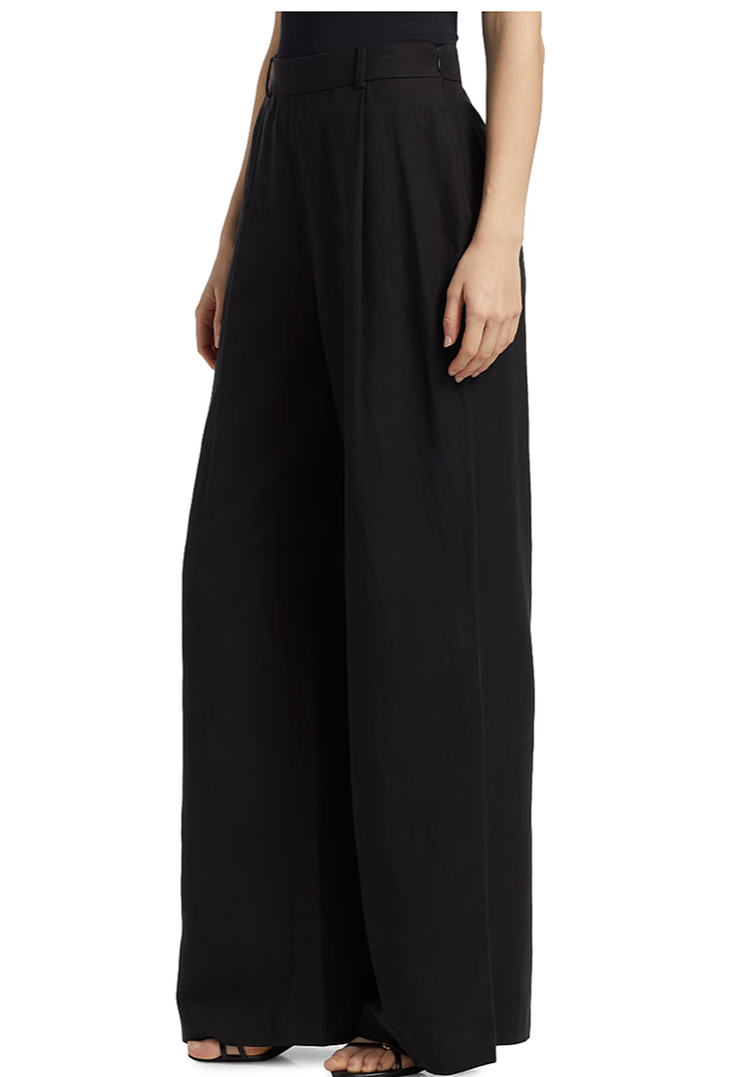 Toccin Hailey pleated cotton blend wide leg pant