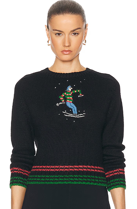 Bode ski sweater with embroidered skier on front