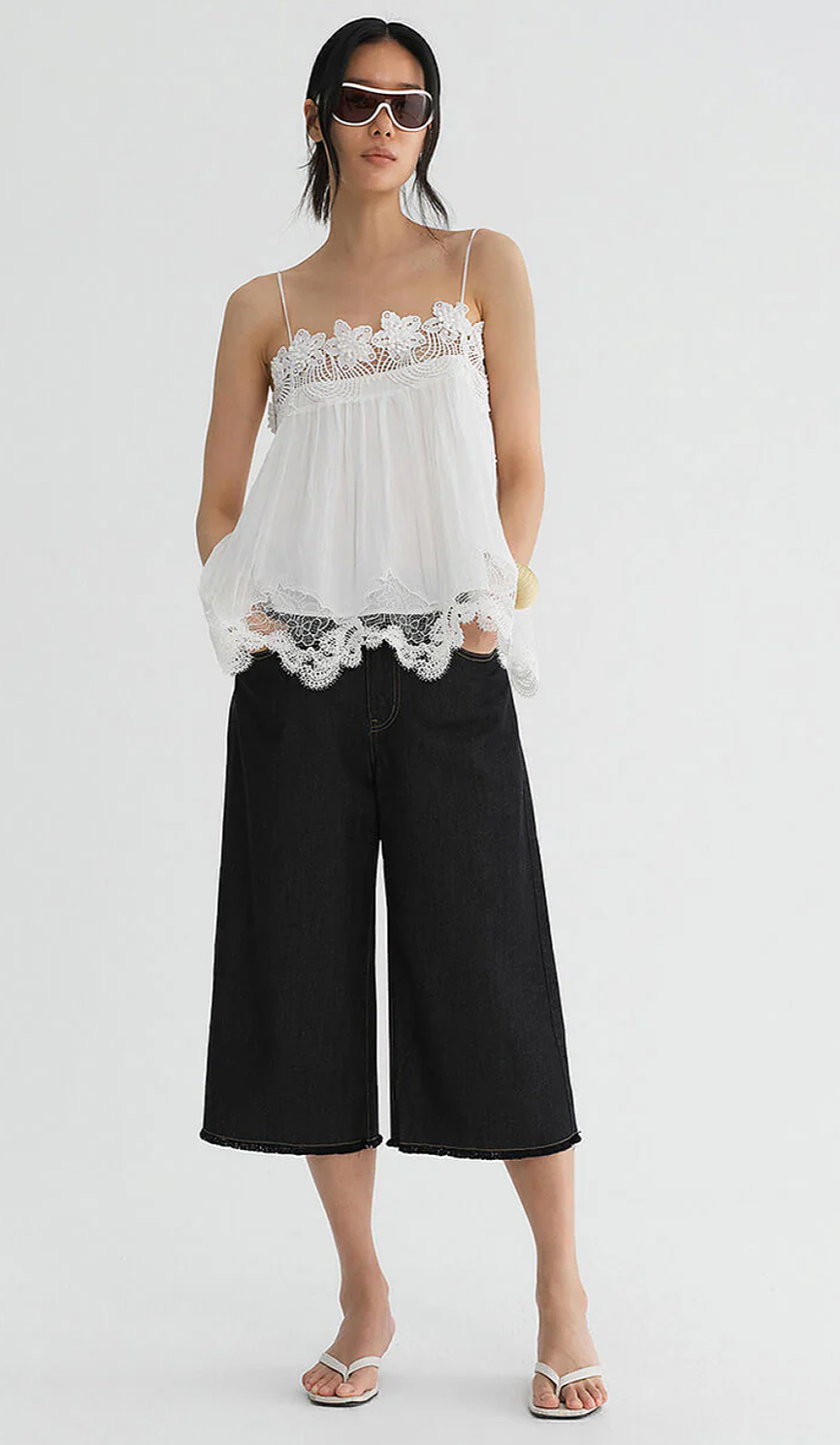 Pixie Market white crochet lace cami top