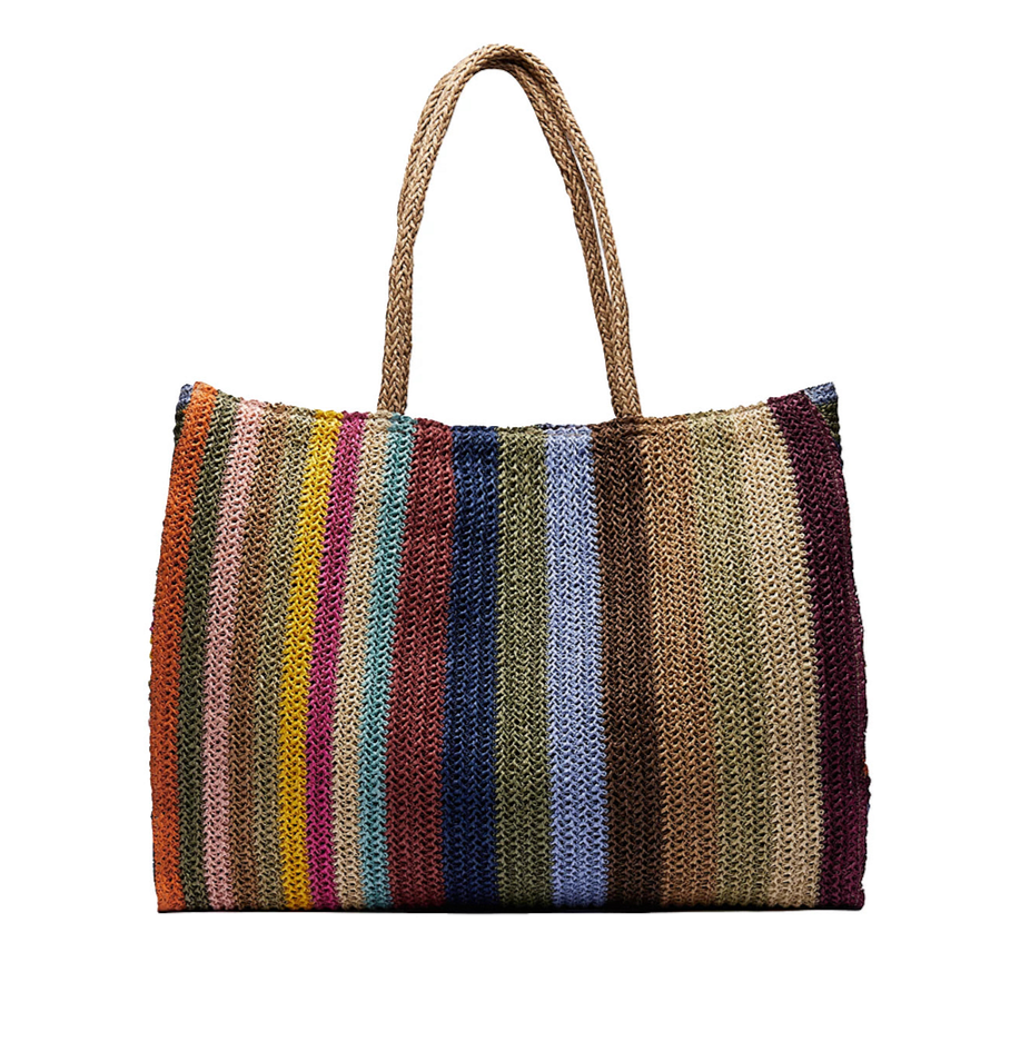 Wyeth Hats woven multi stripe tote