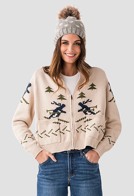 Pink Pineapple skier cardigan sweater