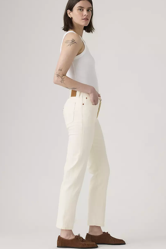 Levi's Ecru 501 original fit cropped jeans