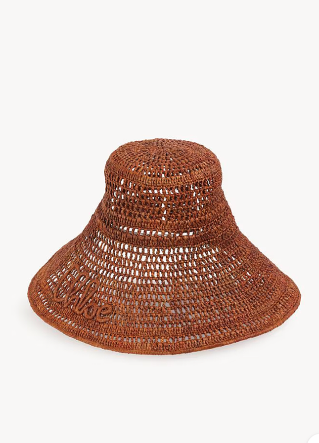 Chloé brown raffia sun hat