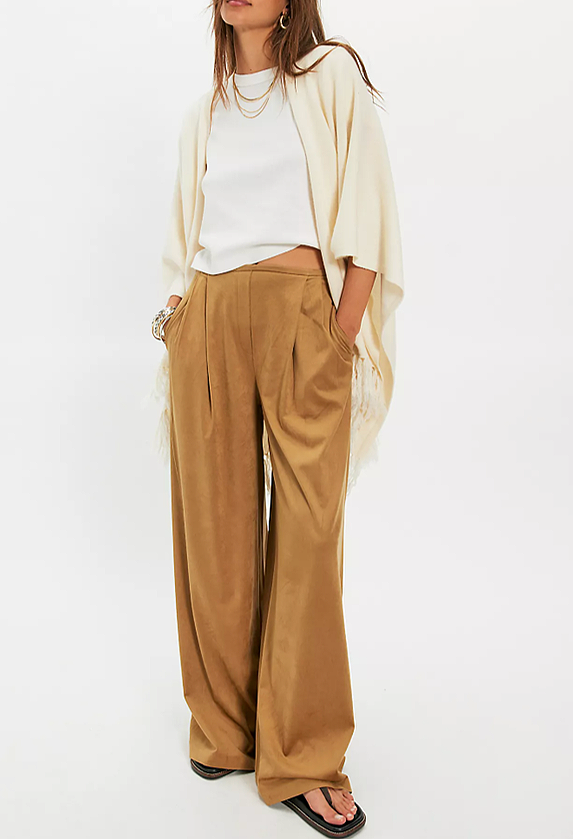 Norma Kamali menswear pleated camel pants