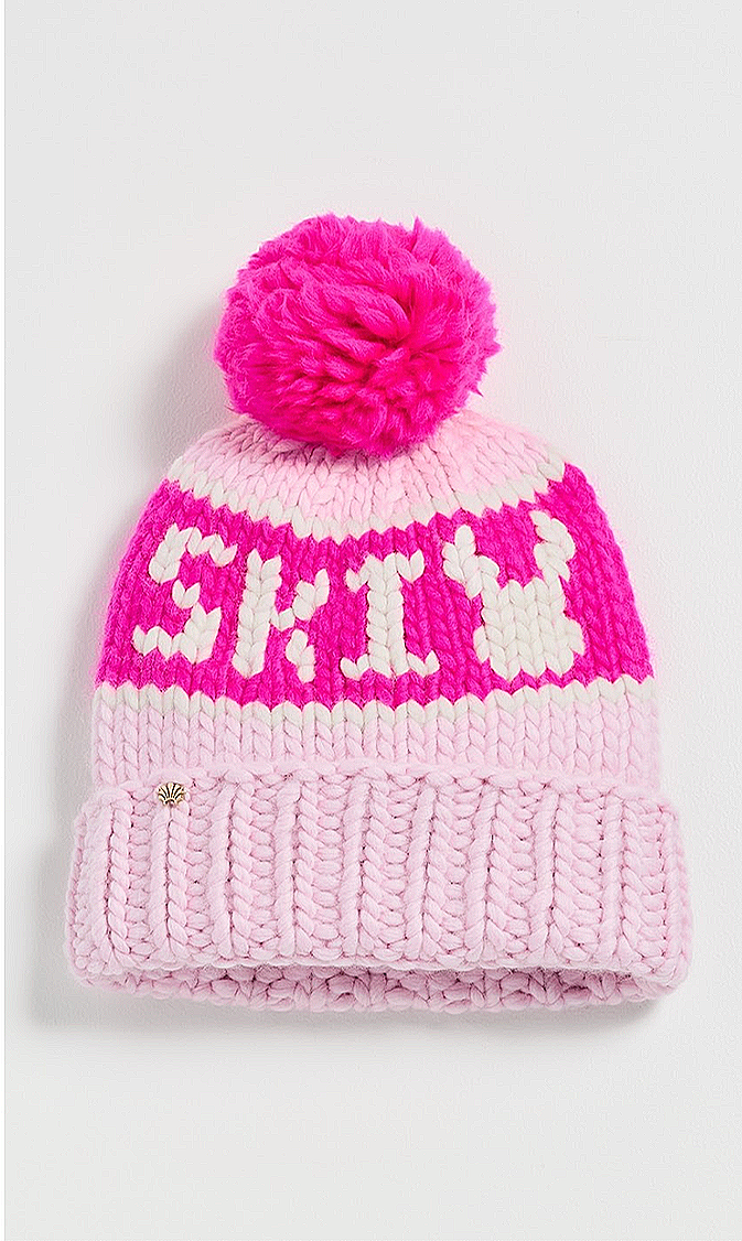Lele Sadoughi pink pom pom ski bunny knit hat