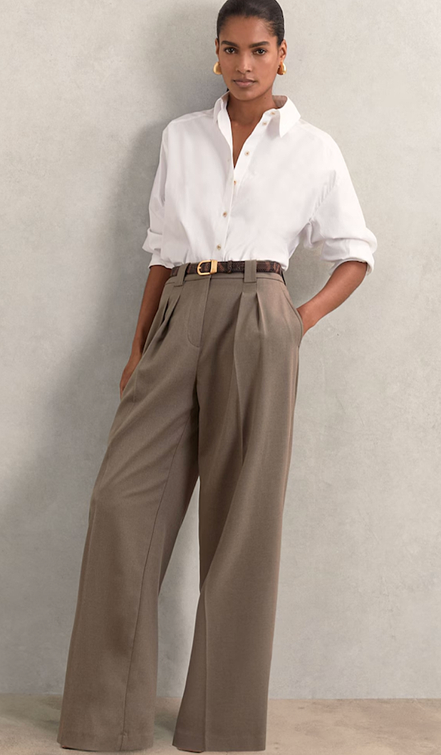 Reiss wide leg pleated trousers