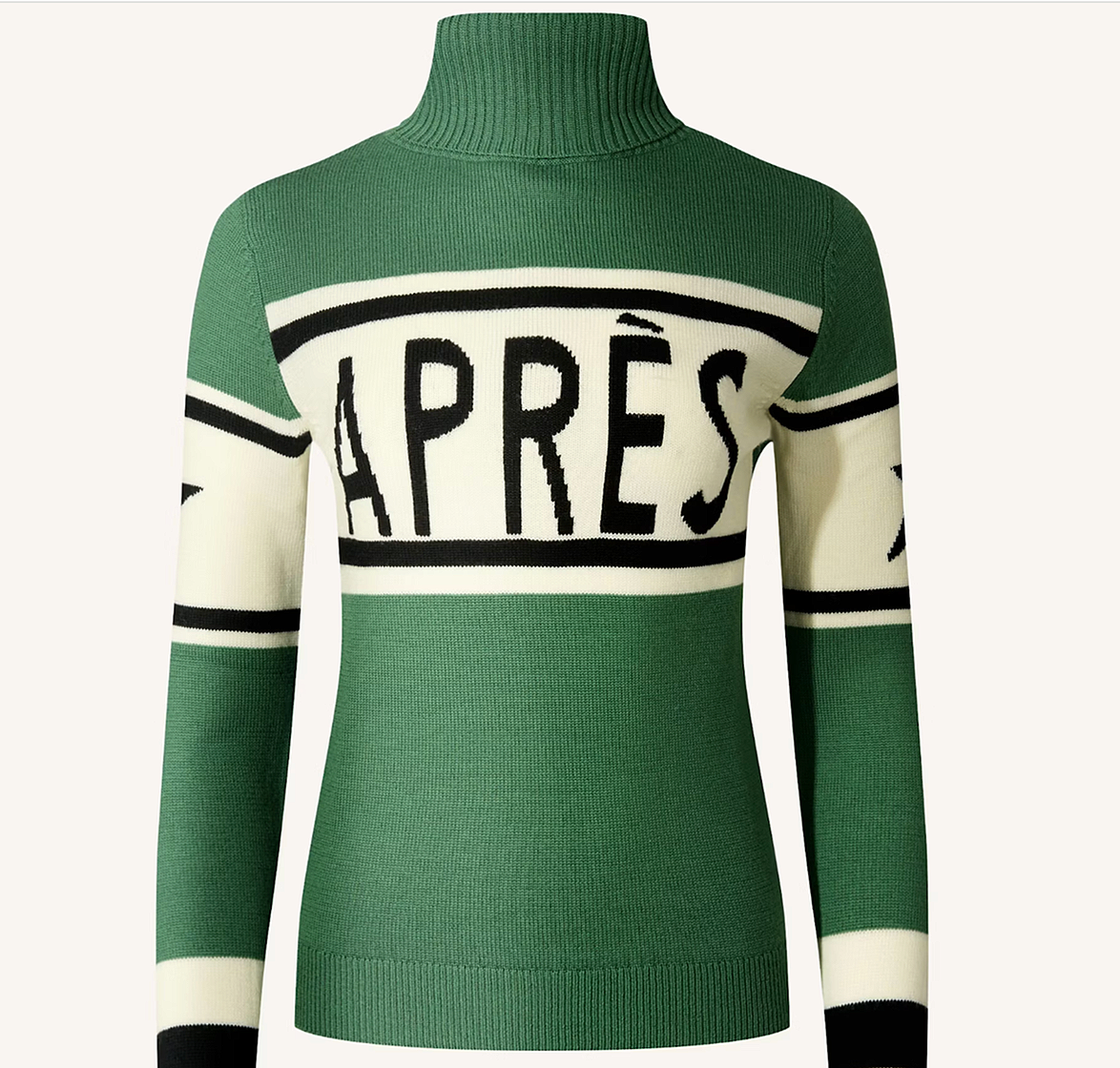 Perfect Moment Aprés Ski green turtleneck wool sweater