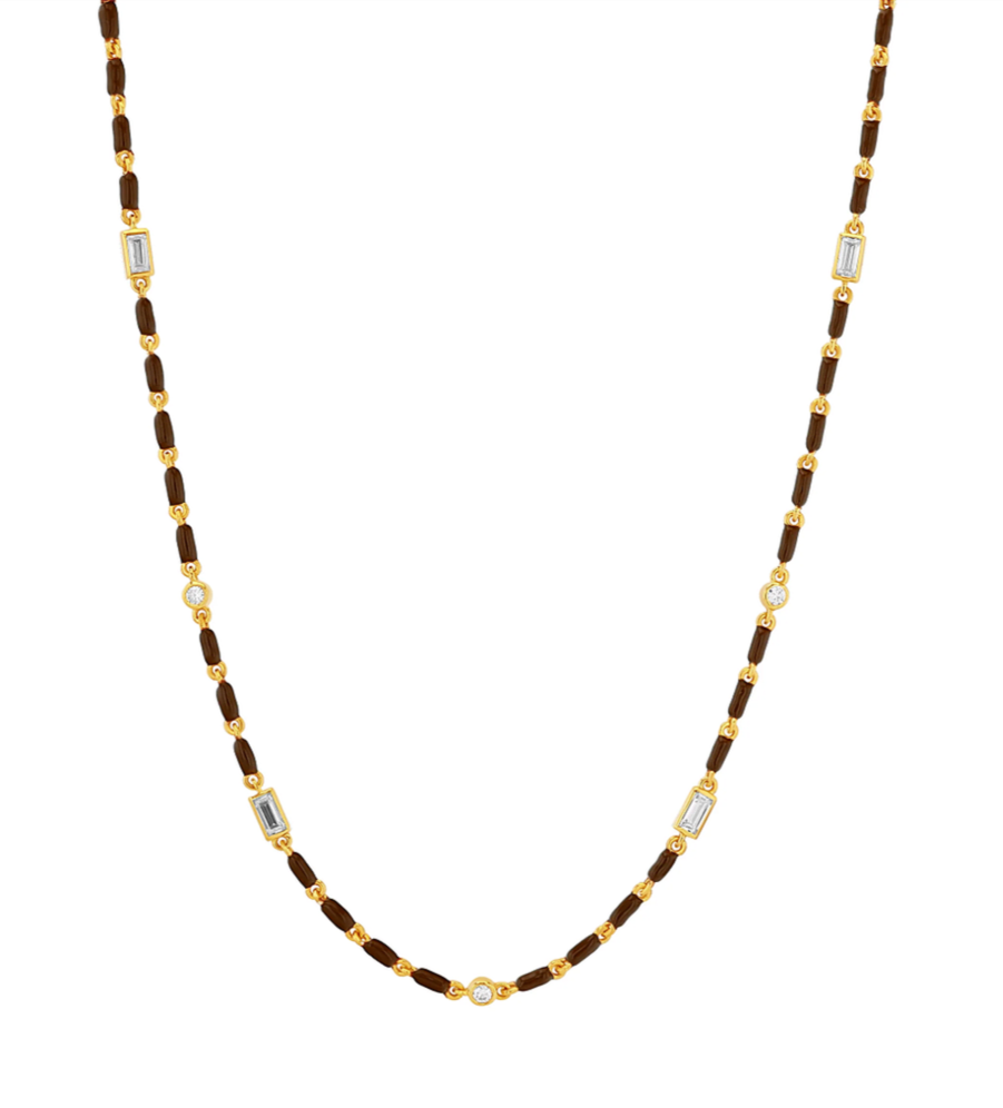 Dorsey enamel and moissanite necklace
