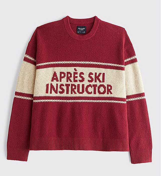 Abercrombie & Fitch Aprés Ski Instructor red and cream crewneck sweater