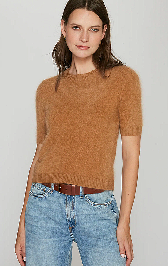 Autumn Cashmere cropped short sleeve crewneck sweater