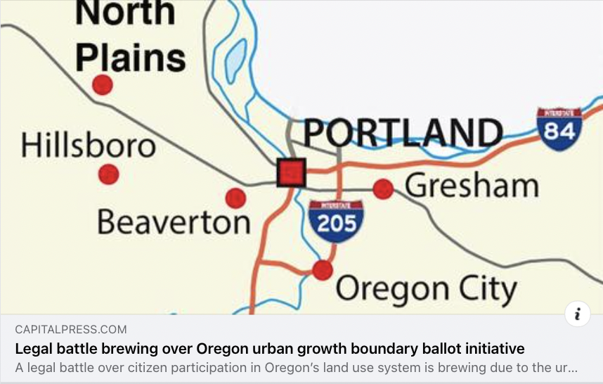 Legal battle brewing over North Plains, Oregon urban growth boundary ballot initiative