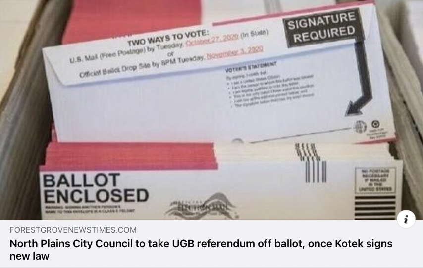 North Plains City Council to take UGB referendum off ballot, once Kotek signs new law