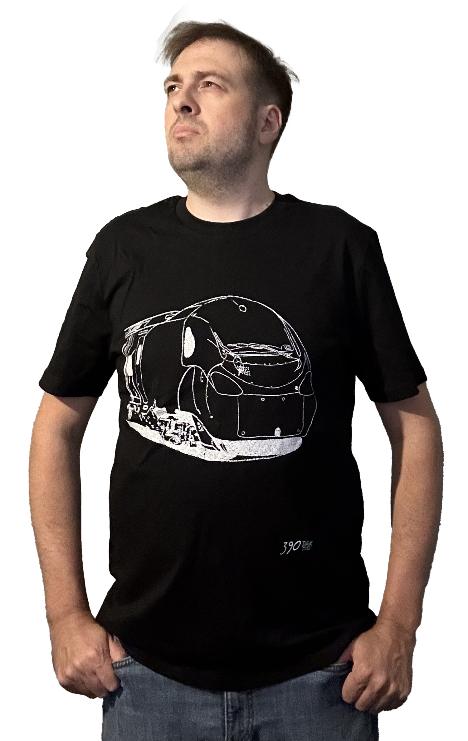 DGUK wearing a train-inspired merch shirt