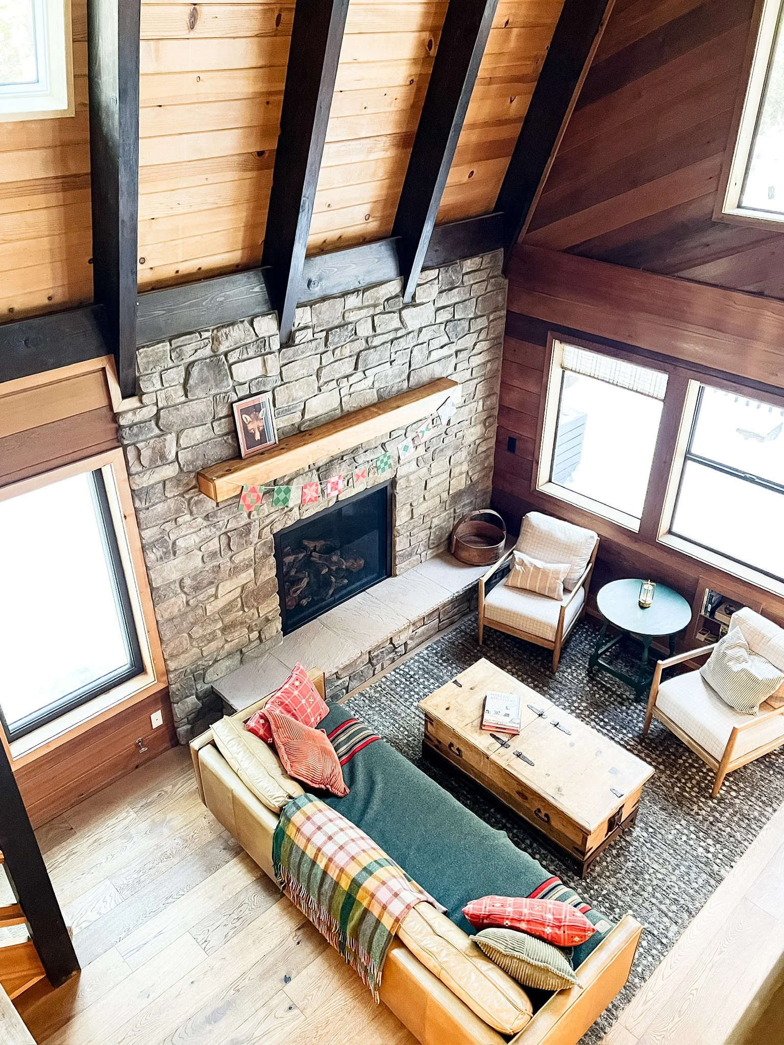 Morning light in the cabin living room