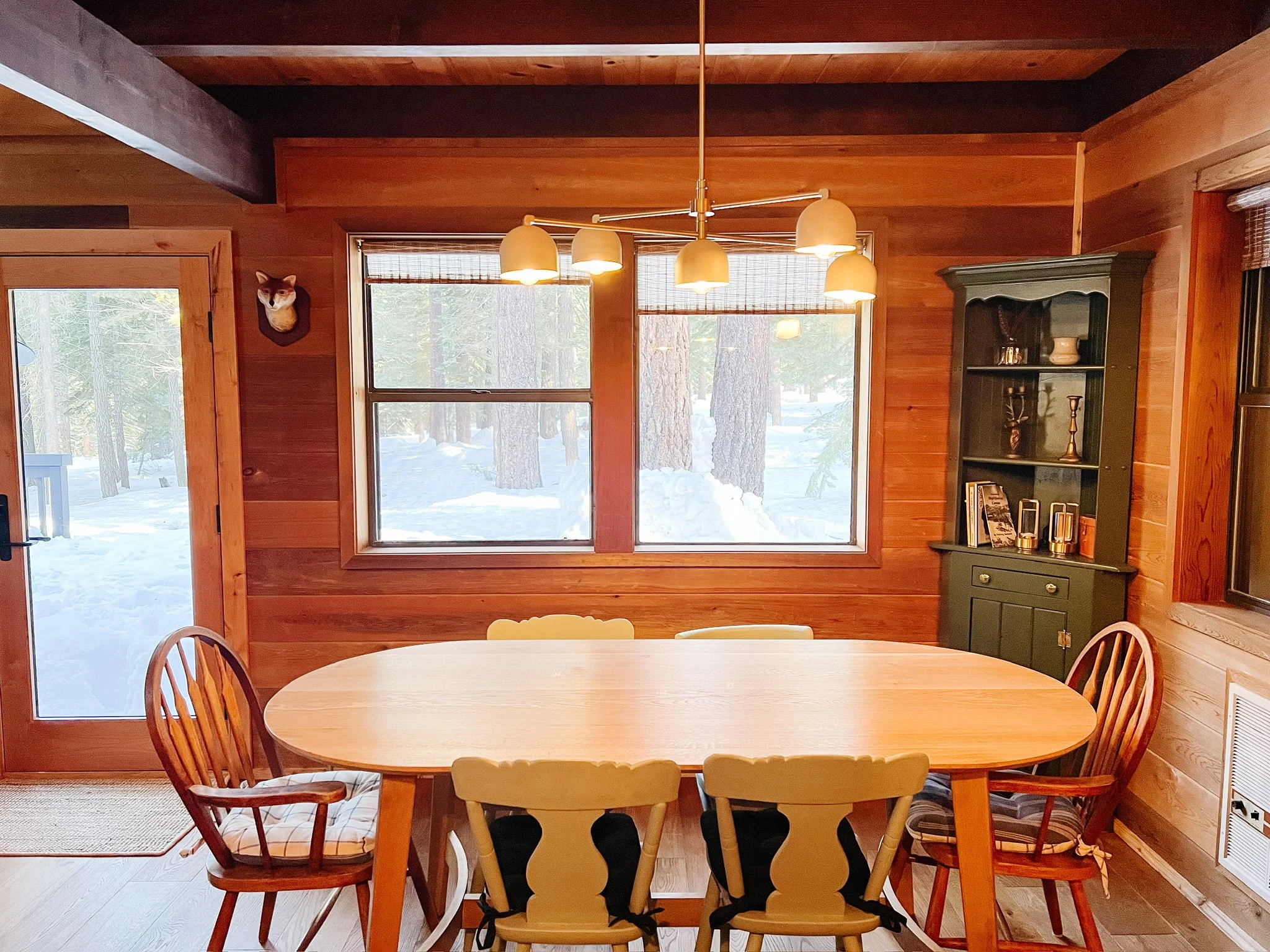 Cabin dining room, ready for chili and cornbread or a fierce game of Uno.
