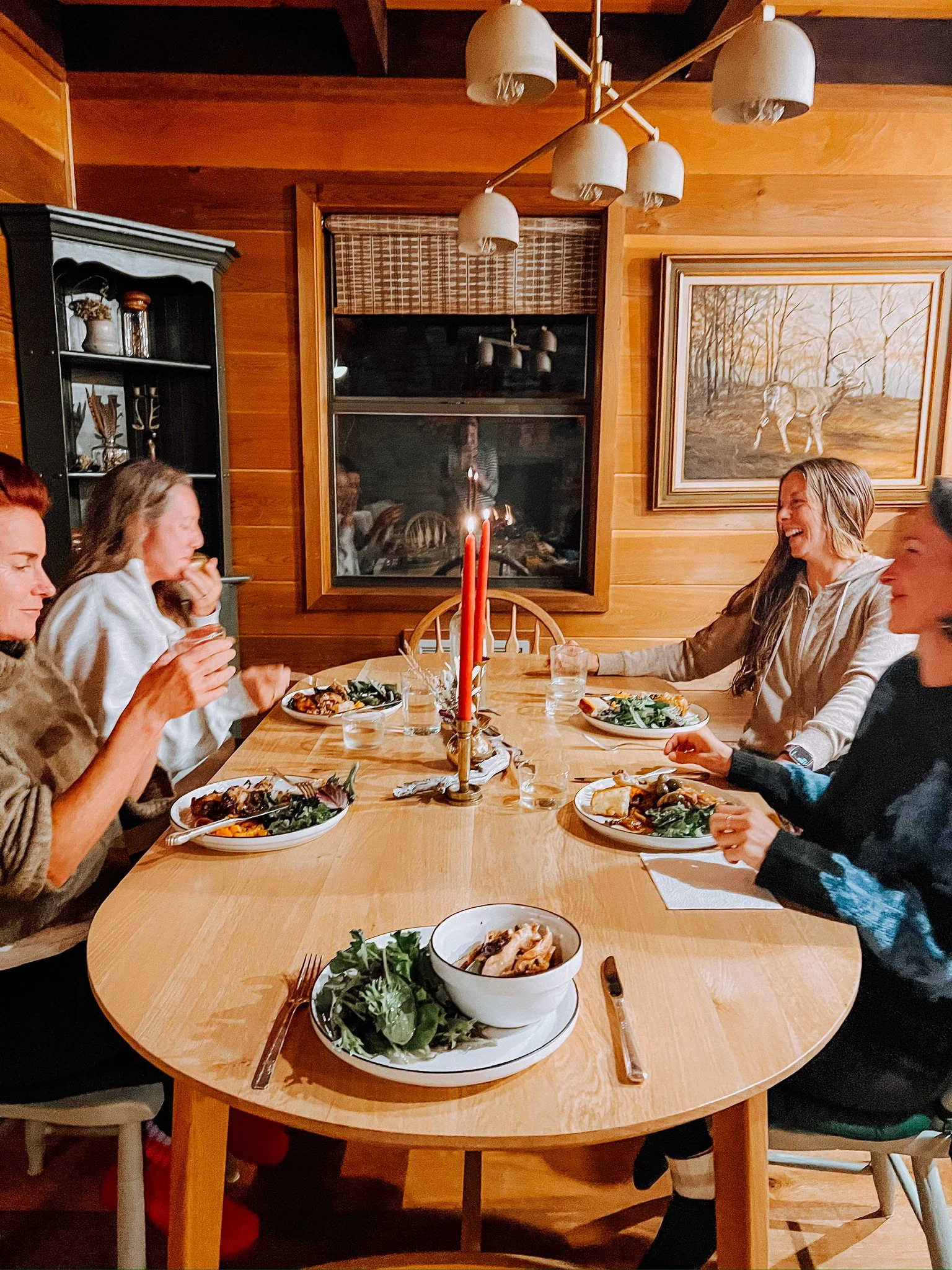 Hearty meals and laughs with friends by candlelight.