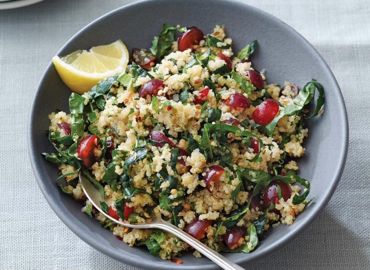 Quinoa Kale Salad with Red Grapes