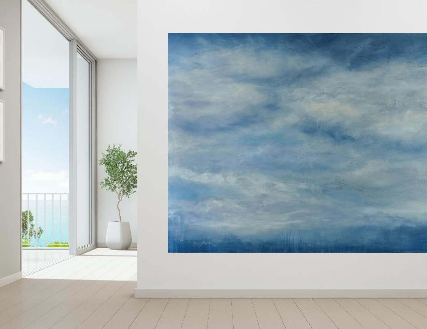 &ldquo;Walking on Cloud Nine&rdquo; 55&rdquo;x72&rdquo; Acrylic on Linen, available @rubylivingdesign in Menlo Park, CA.
.
.
.
.
#rebeccakatzart #artistsoninstagram #atmosphericart #artoftheday #icbartist #sausalito