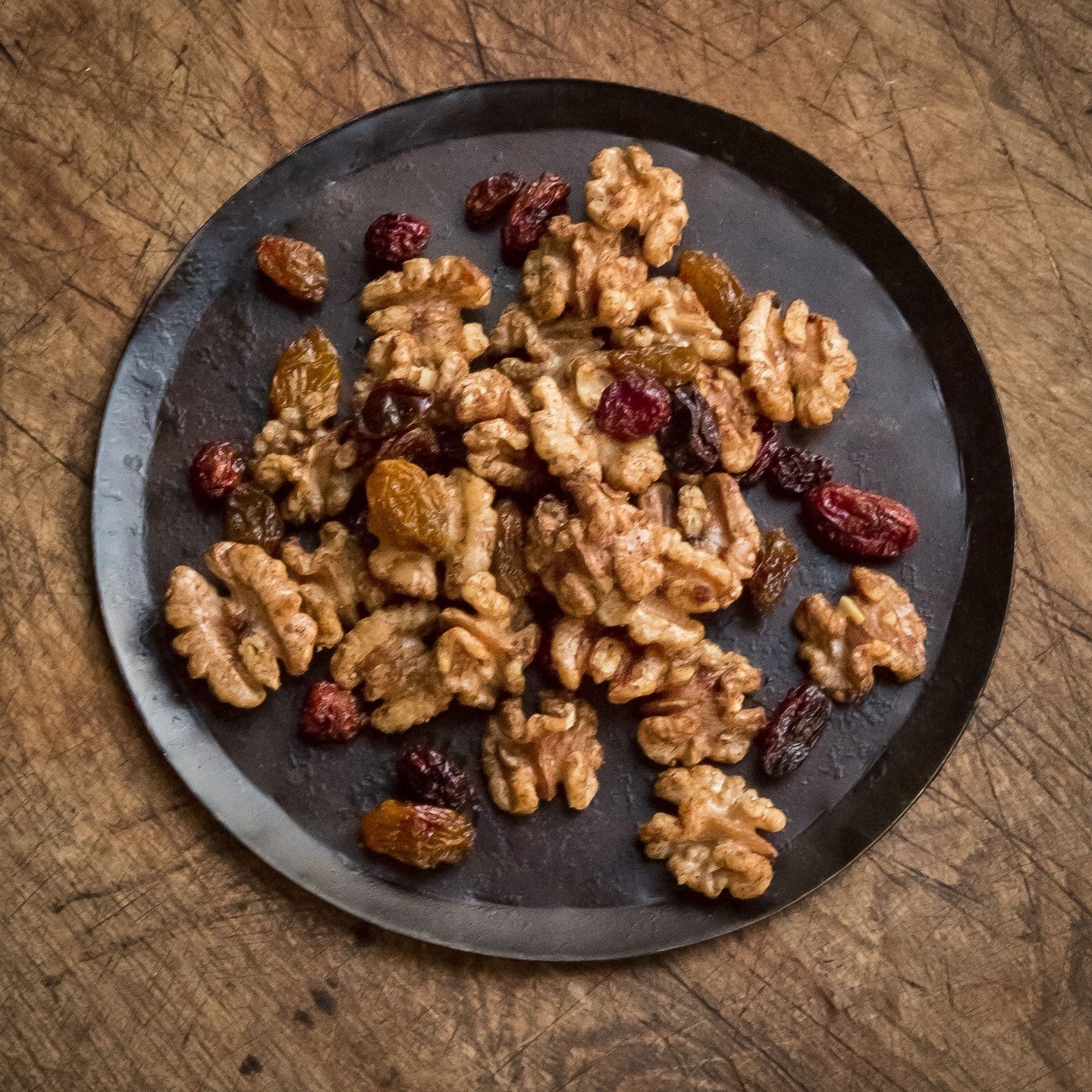 Here I give the spices that make apple pie special a new home&mdash;walnuts. With all their nooks and crannies, walnuts catch all the spices, especially after they&rsquo;re coated with a little olive oil and maple syrup. Tossing them with plump raisi