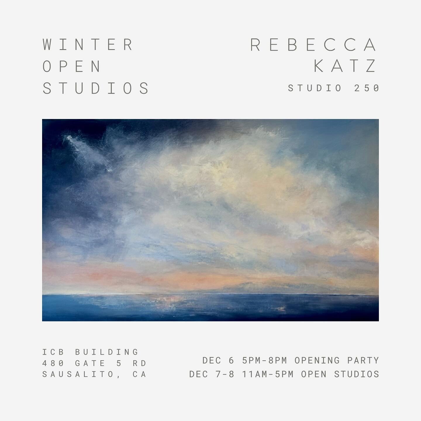 Step Into My Studio!

I&rsquo;m excited to invite you to Winter Open Studios at the ICB Building in Sausalito (@icb_art). This is your chance to experience my art up close, explore what&rsquo;s new, and connect in a space filled with creativity and i