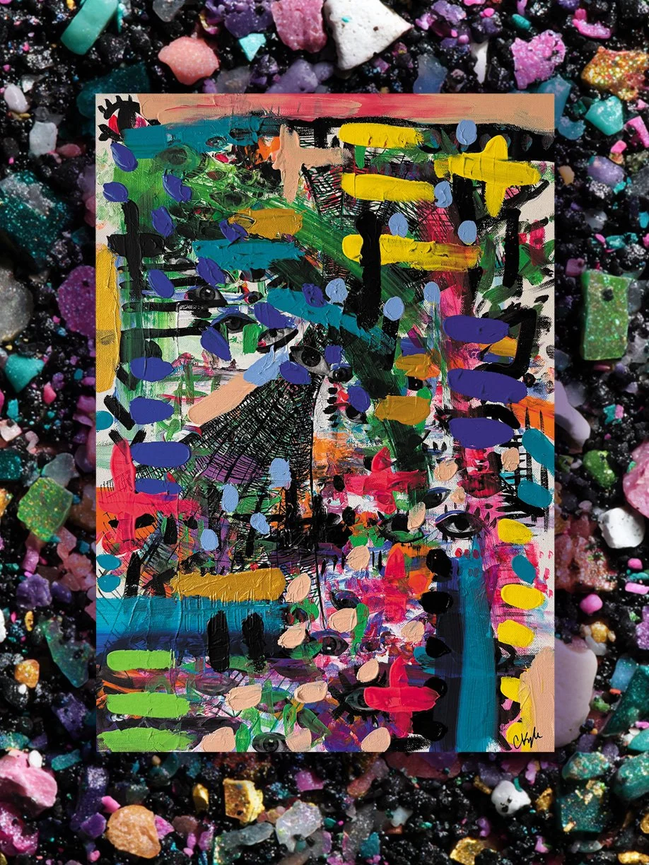 colorful abstract painting and collage