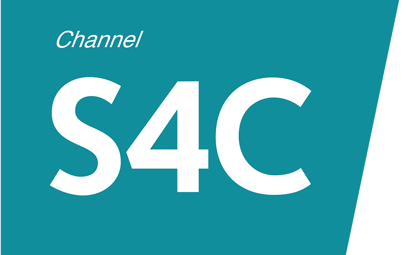 Logo of Channel S4C with a teal background and black accents.
