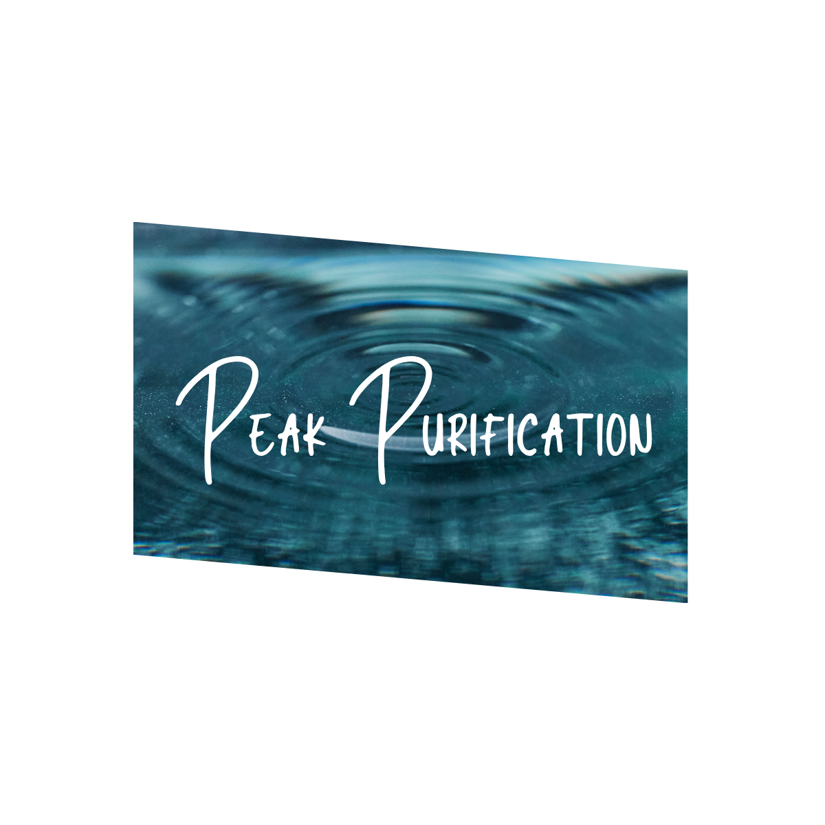 Close-up of water with ripples and the text 'Peak Purification' overlaid