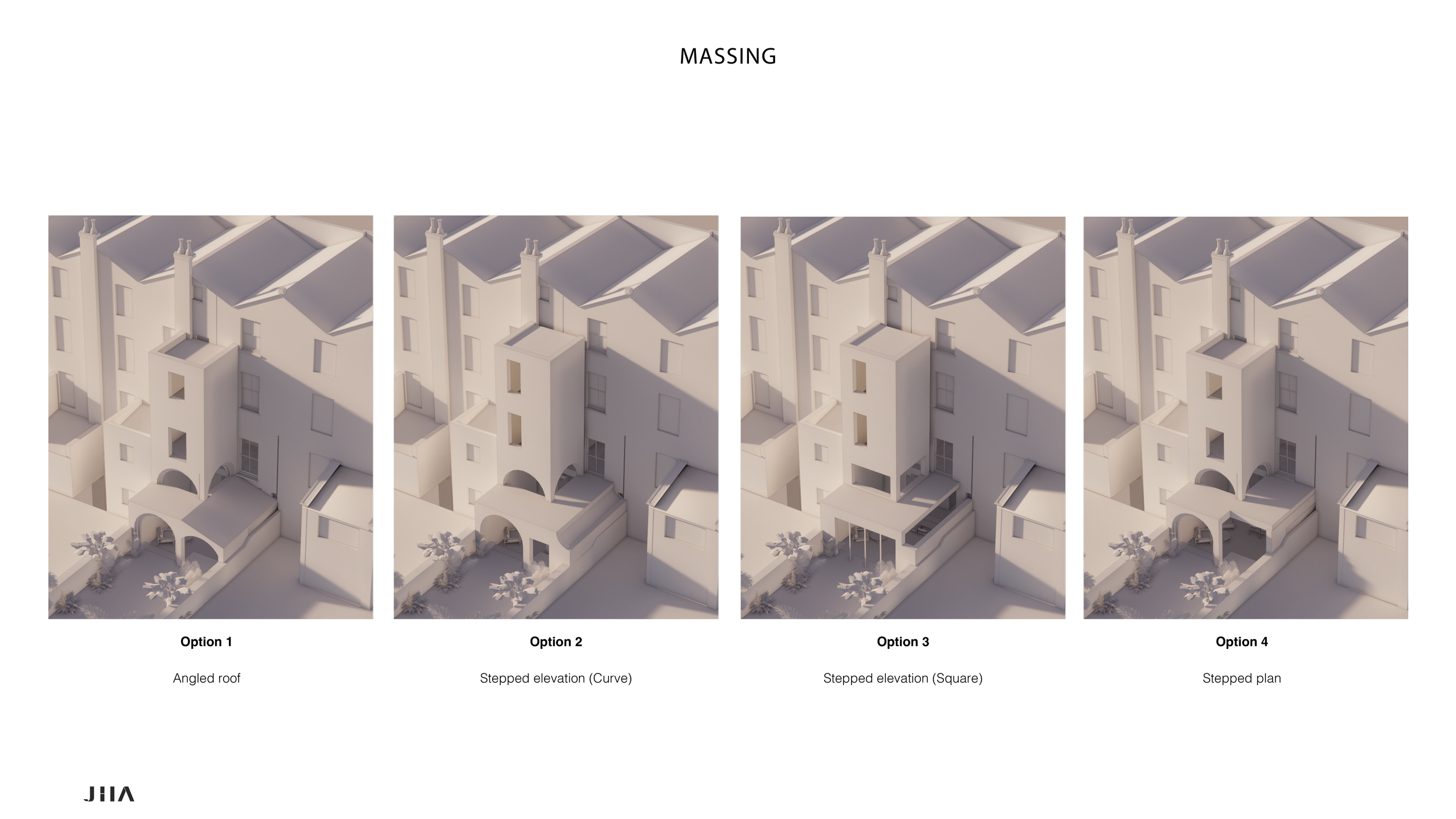 Massing tests, De Beauvoir townhouse