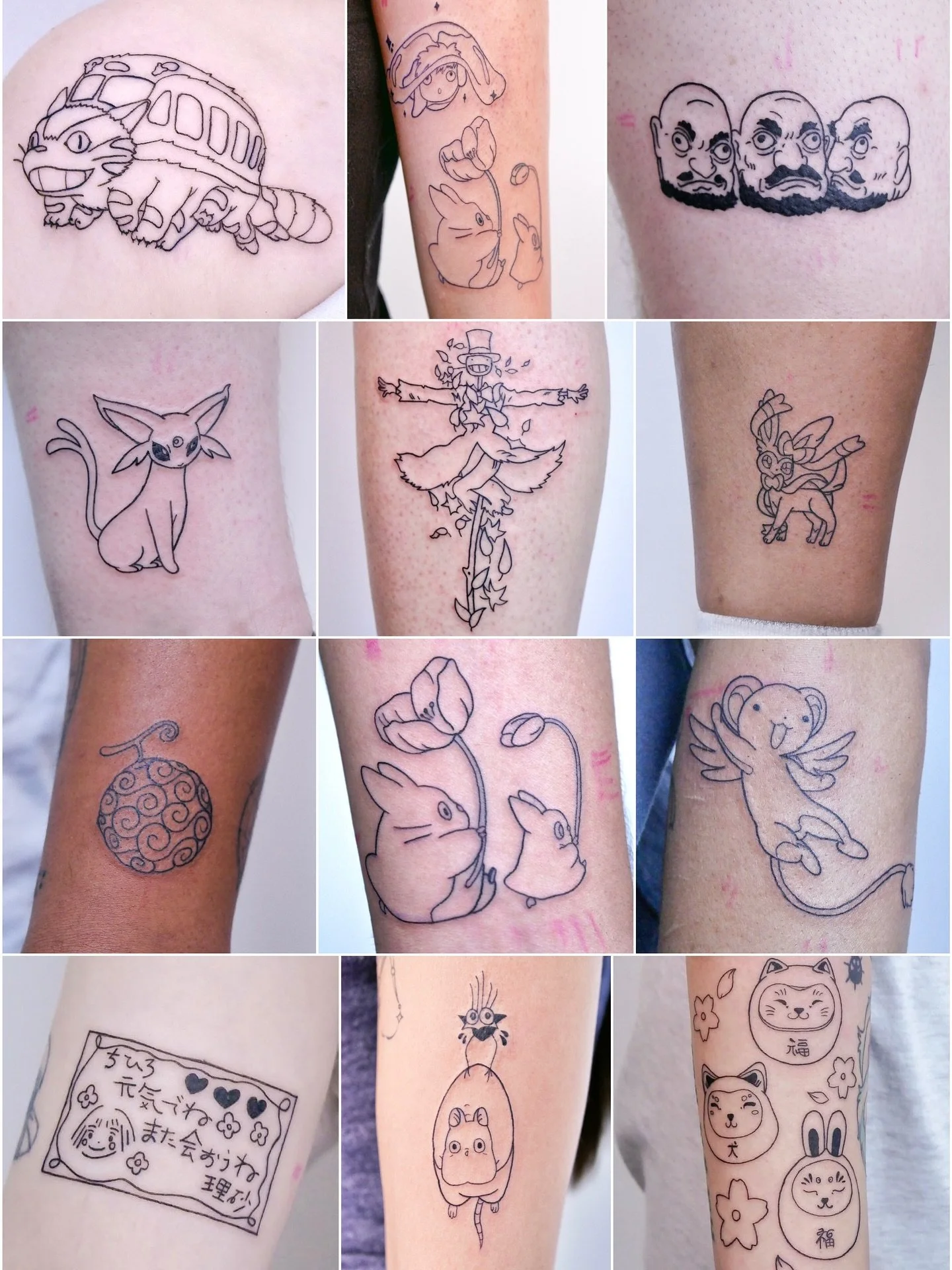 A select few of our apprentices @ellieic._ tattoos during the studio&rsquo;s recent Manga Sale 🙌🏽 
&bull;
&bull;
&bull;
&bull;
&bull;
&bull;
&bull;
&bull;
&bull;
&bull;
&bull;
#manga #mangatattoos #mangasale #studioghiblitattoo #anime #animetattoo 