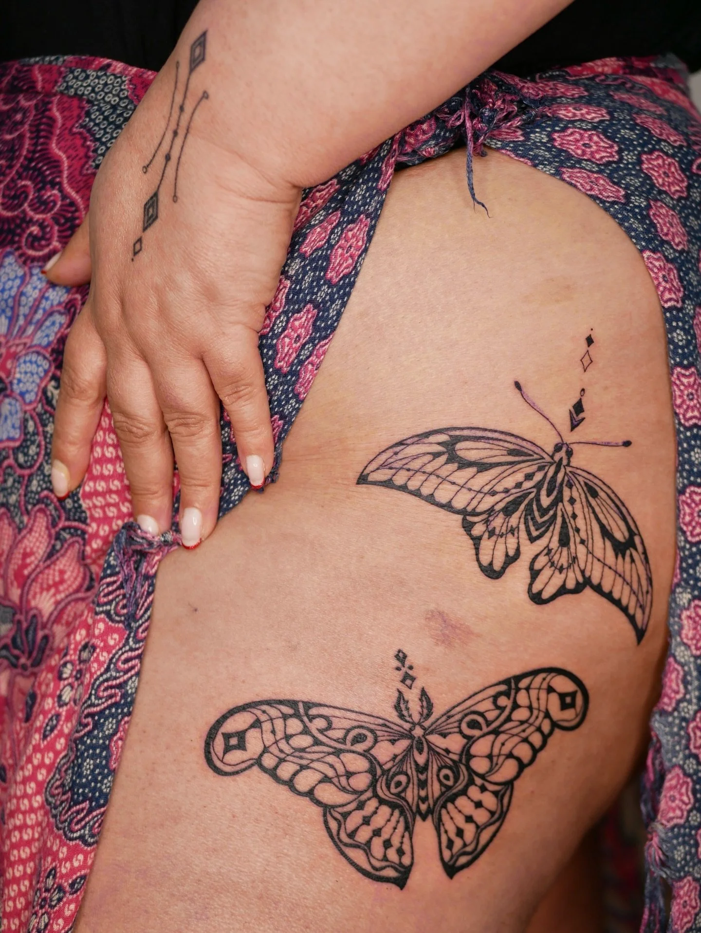 Original butterfly and moth tattoos by our junior artist Ellie @llama.tattoos